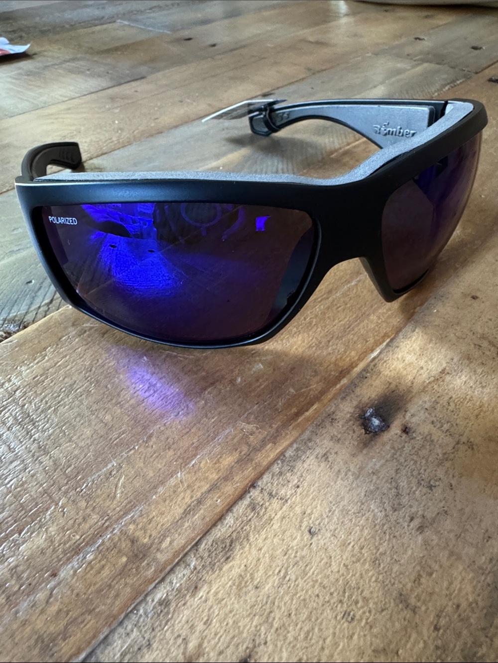 Bomber Sport Polarized Sunglasses - Black Frame with Blue Mirrored Lenses NWT
